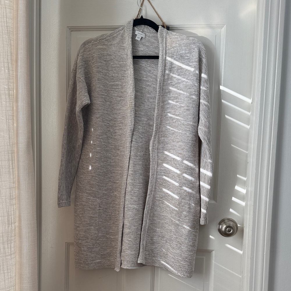 JJill Women's Light Gray Open Front Long Cardigan